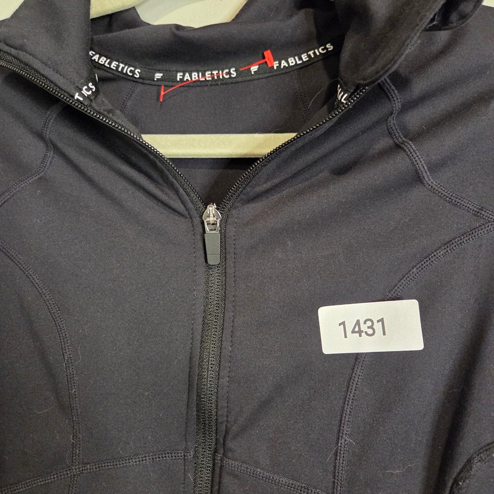 Fabletics Full Zip Athletic Jacket Womens Sm/M Black Yoga Running Thumbholes L - Picture 5 of 5